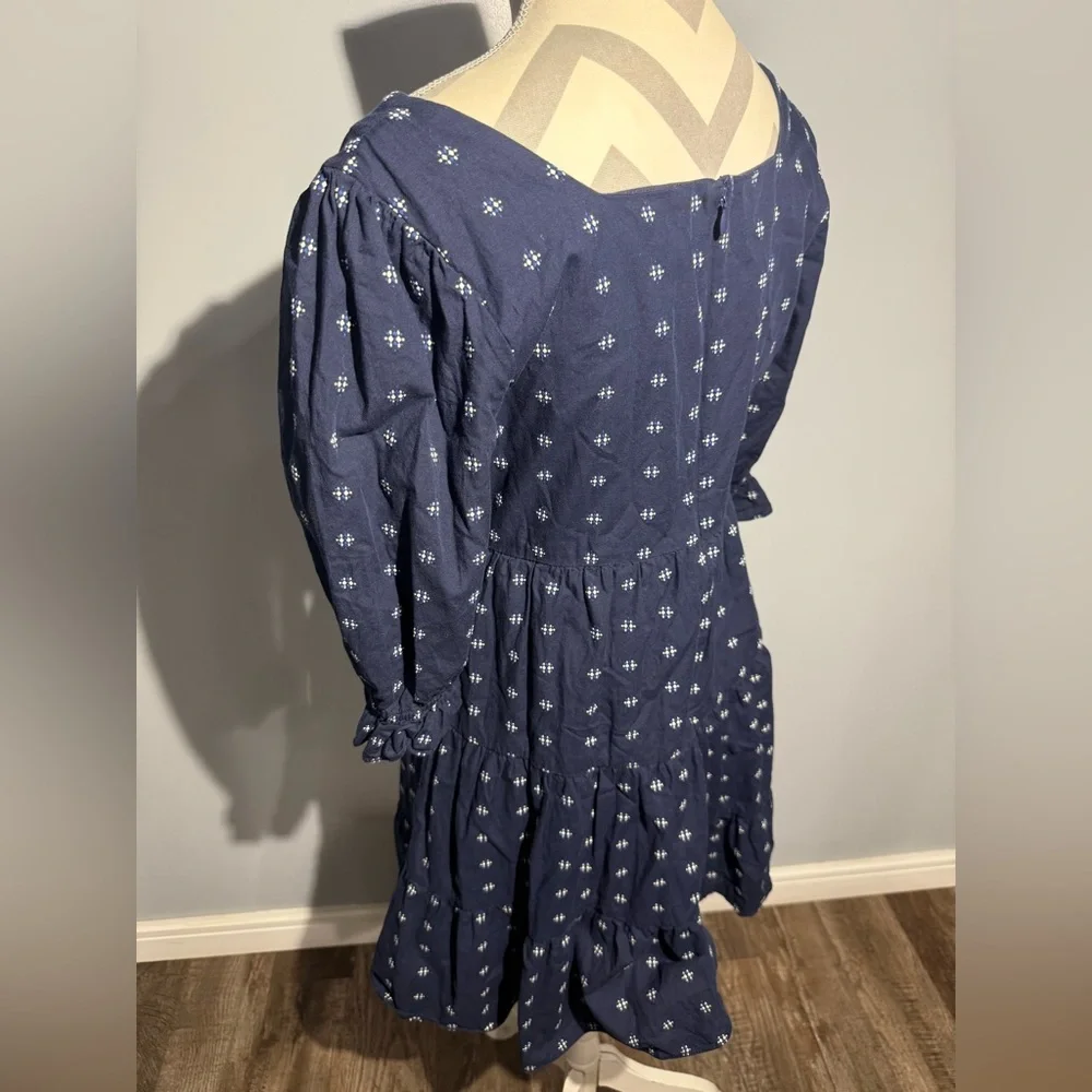 Madewell Blue Dress with‎ White Pattern